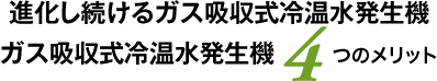 進化し続けるガス吸収式冷温水発生機 ガス吸収式冷温水発生機4つのメリット